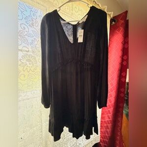 LOFT Black V-Neck Long Sleeve Dress